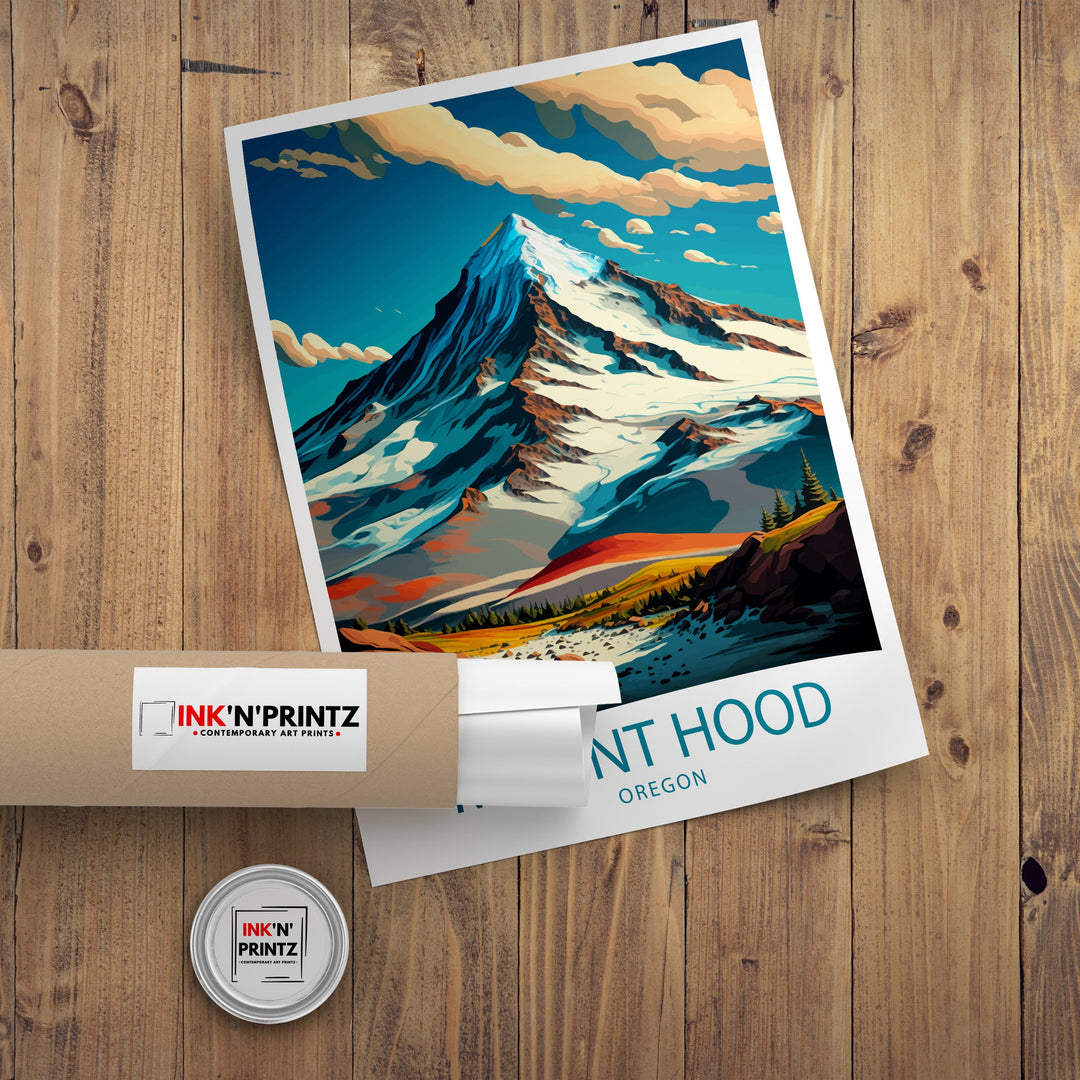 Mount Hood Travel Poster Mount Hood Wall Decor, Mount Hood Home Living Decor Mount Hood Illustration Travel Poster, Gift For Mount Hood