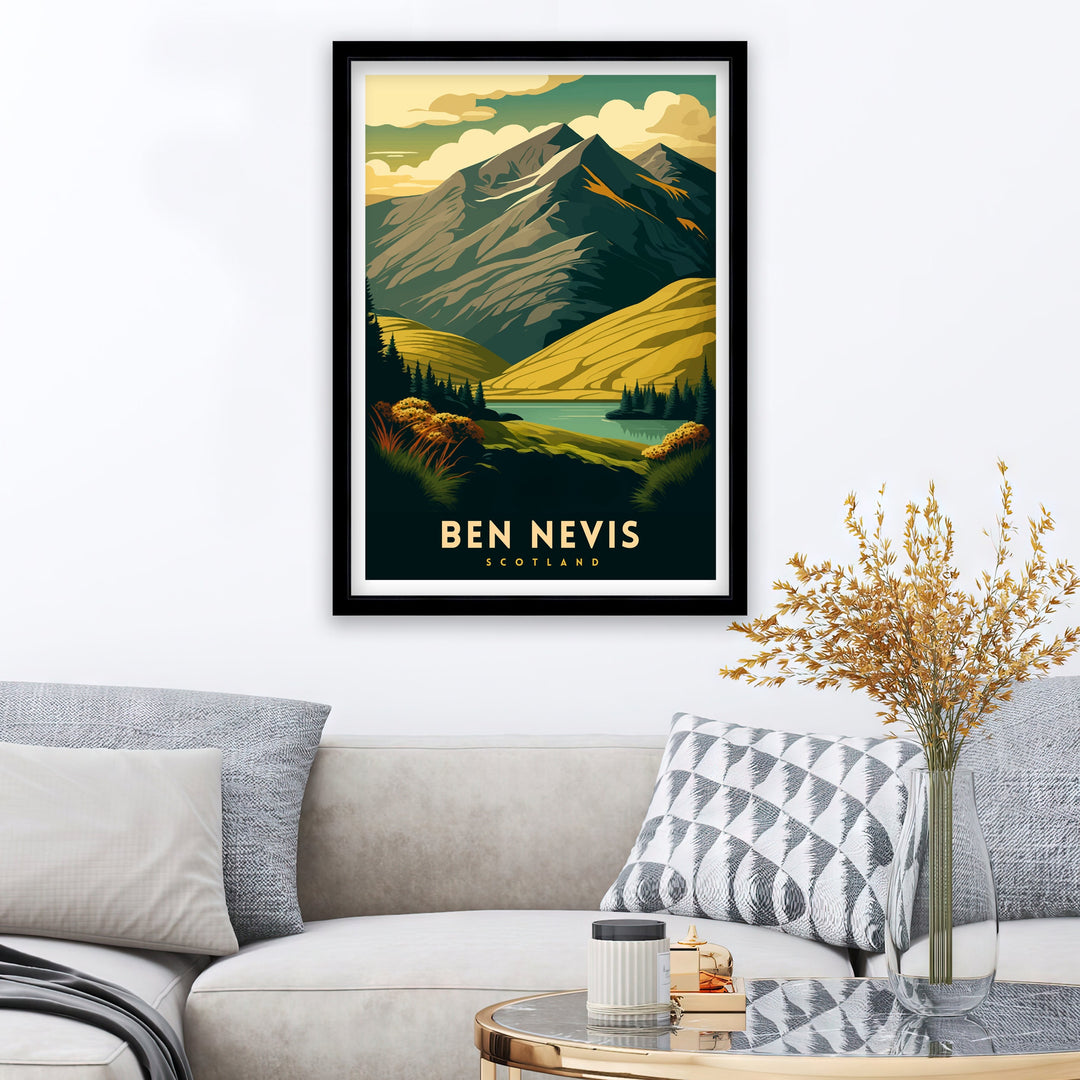 Ben Nevis Scotland Travel Print Ben Nevis Wall Decor, Scotland Illustration Ben Nevis Poster Scotland Wall Art Gift for Scotland Travelers