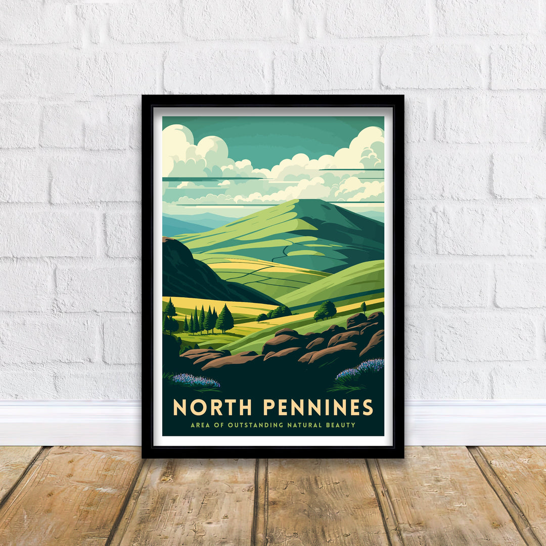 North Pennines Travel Poster North Pennines Wall Art North Pennines Illustration Travel Gift for England North Pennines Home Decor