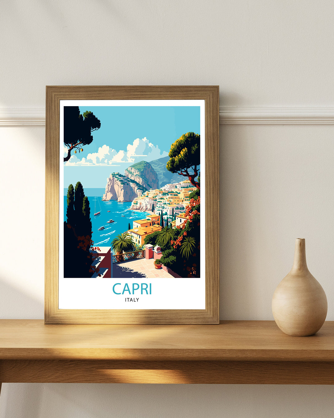 Capri Italy Travel Poster, Capri Wall Decor, Capri Home Living Decor, Capri Italy Illustration Travel Poster Gift For Capri Italy Home Decor