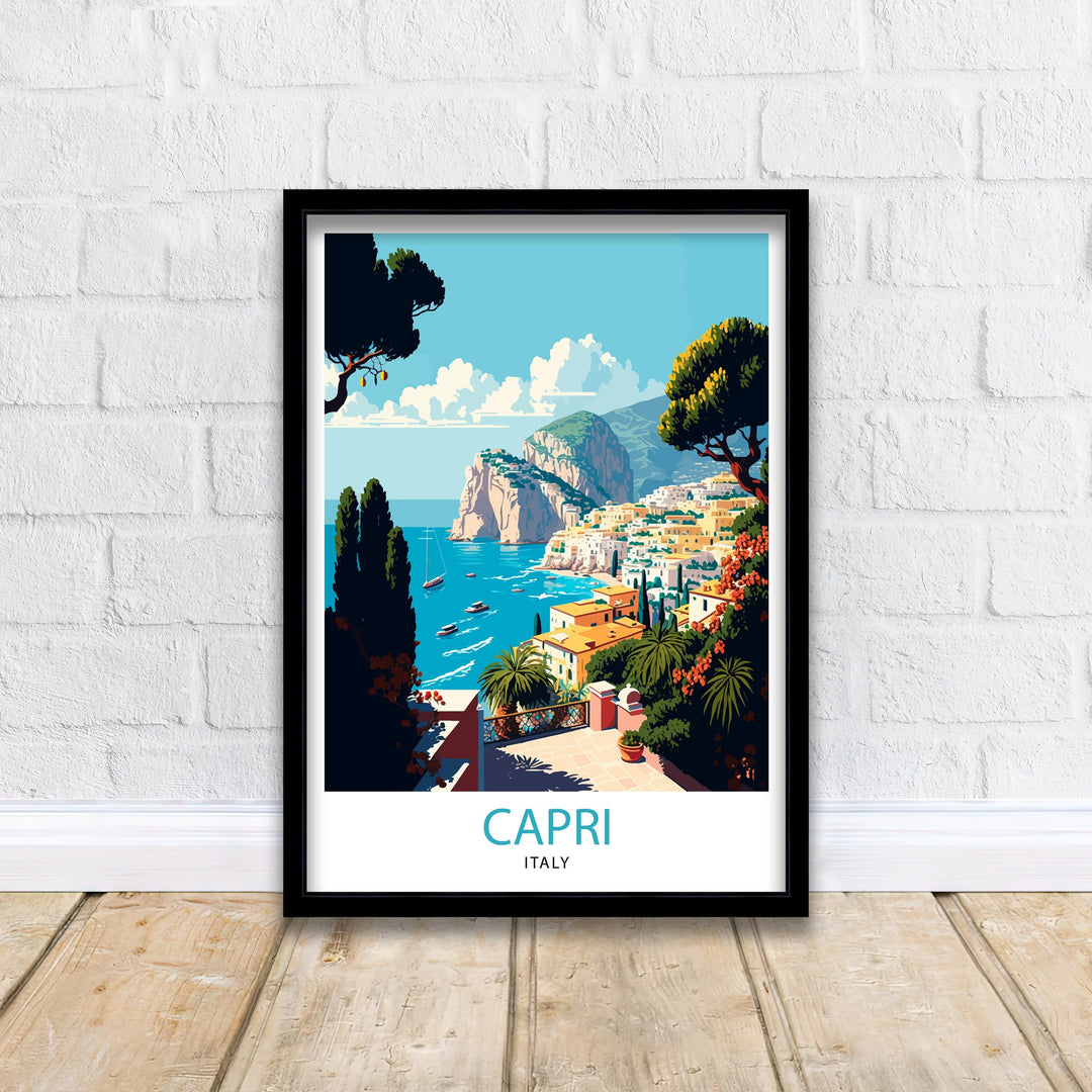 Capri Italy Travel Poster, Capri Wall Decor, Capri Home Living Decor, Capri Italy Illustration Travel Poster Gift For Capri Italy Home Decor