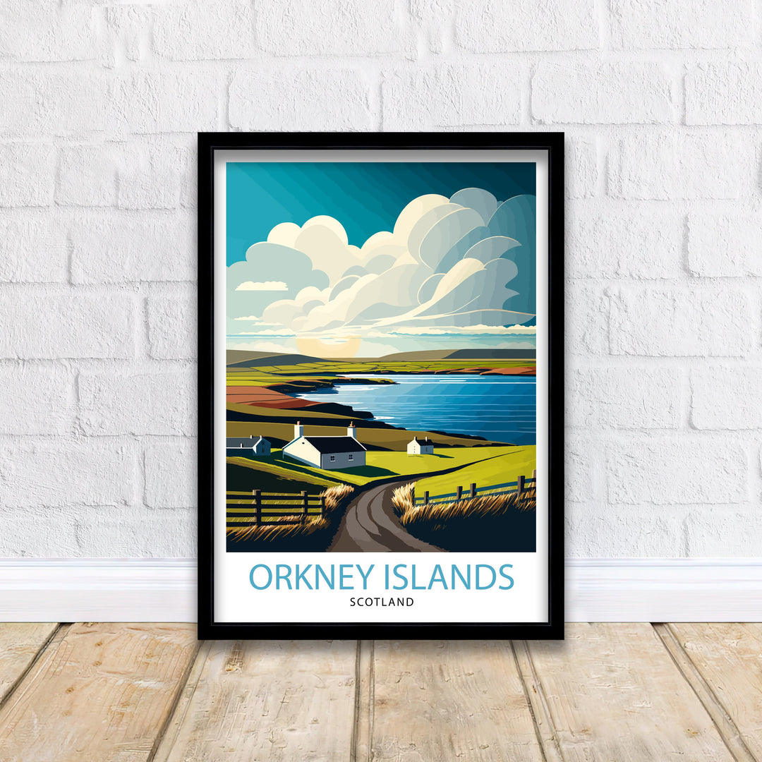 Orkney Islands Travel Poster, Orkney Wall Art, Scotland Poster, Orkney Illustration, Travel Gift for Scotland, Orkney Home Decor