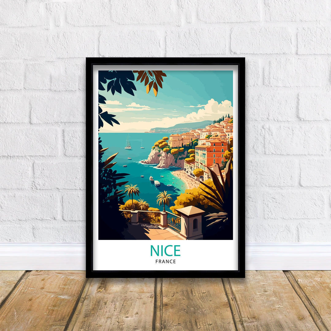 Nice France Travel Print Nice Wall Art Nice Illustration Travel Poster French Riviera Home Decor Gift for Travelers