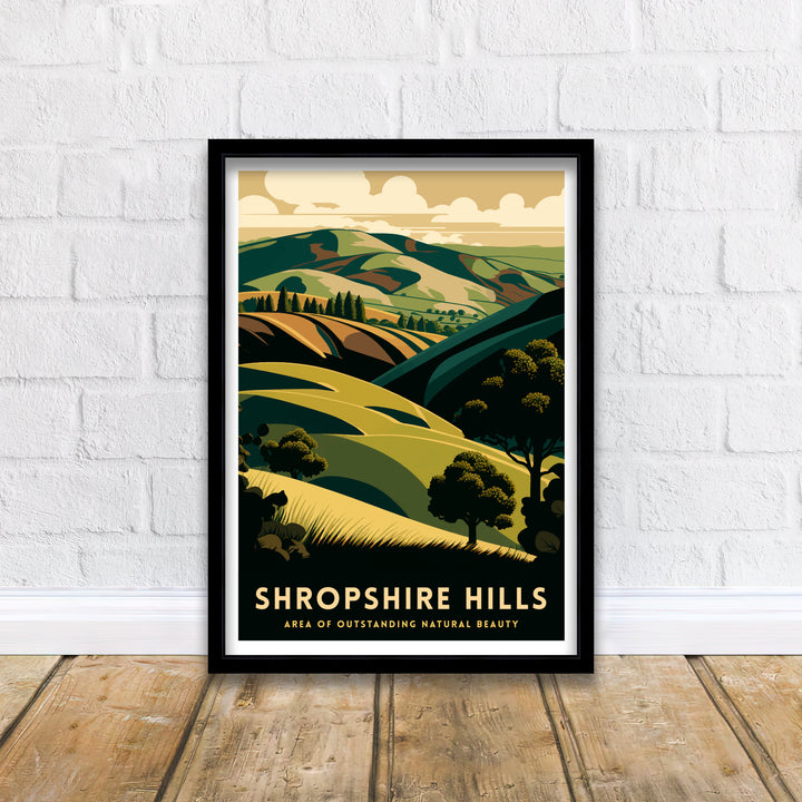 Shropshire Hills Travel Poster Shropshire Wall Decor Shropshire Hills Illustration Travel Poster Gift for Shropshire England Home Decor