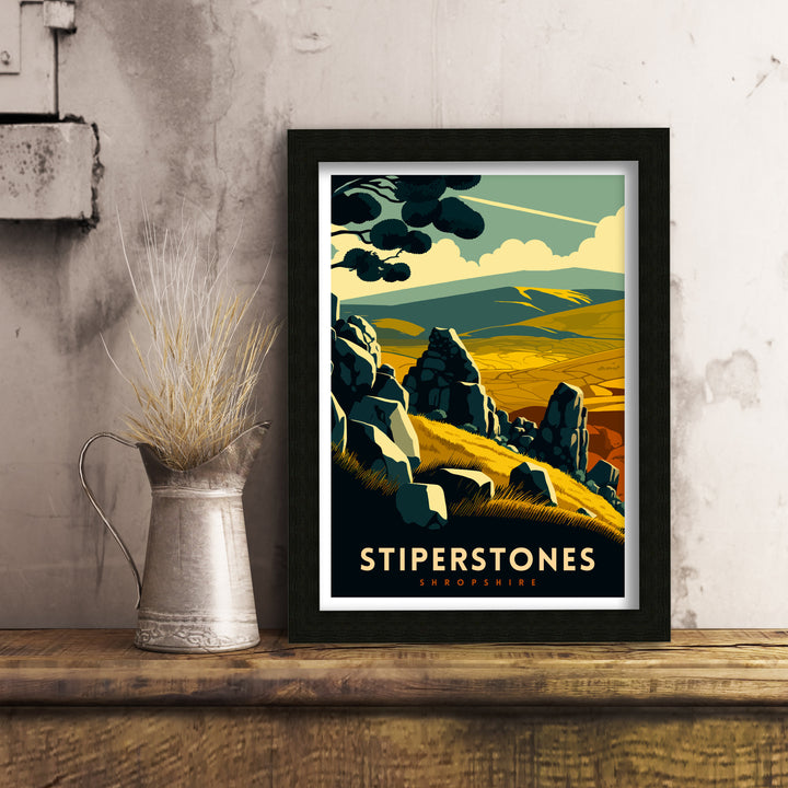 Stiperstones Travel Poster Stiperstones Wall Art Stiperstones Home Living Decor Stiperstones Illustration Travel Poster Gift Shropshire Hills