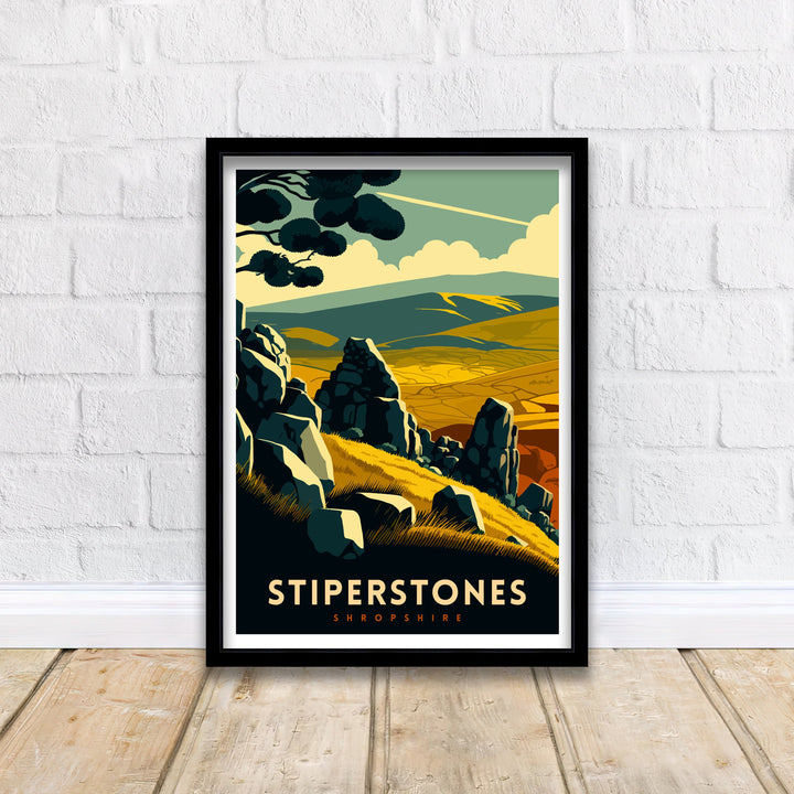 Stiperstones Travel Poster Stiperstones Wall Art Stiperstones Home Living Decor Stiperstones Illustration Travel Poster Gift Shropshire Hills