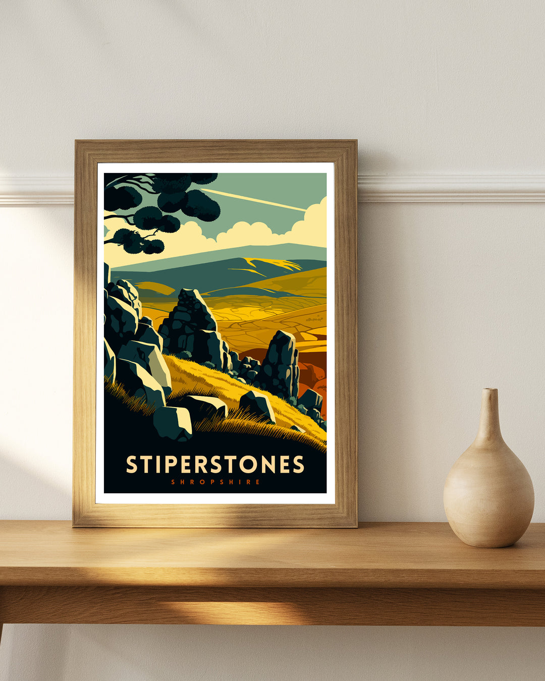 Stiperstones Travel Poster Stiperstones Wall Art Stiperstones Home Living Decor Stiperstones Illustration Travel Poster Gift Shropshire Hills