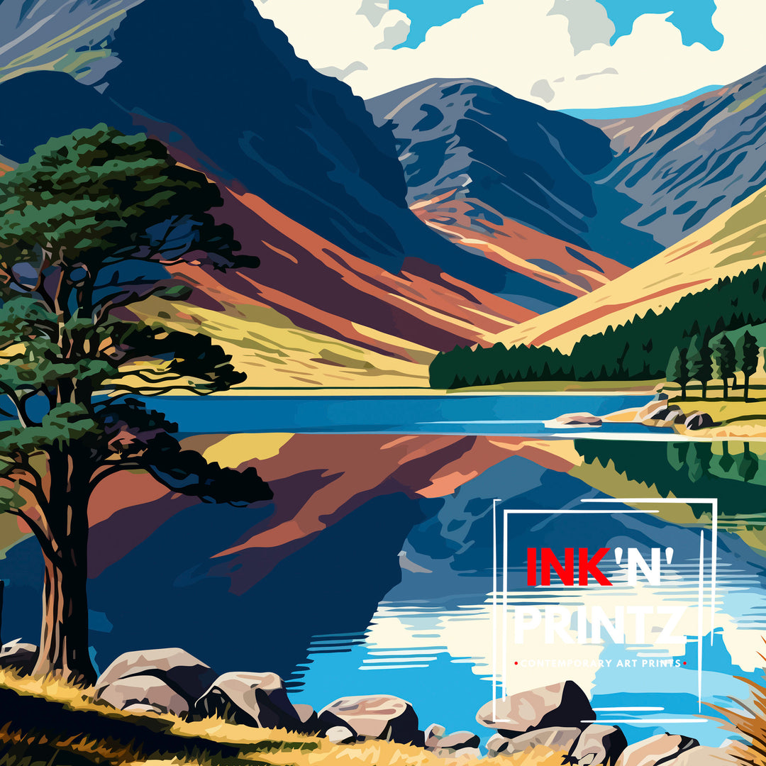 Buttermere Lake District Travel Poster Buttermere Wall Art Buttermere Home Decor Buttermere Illustration Travel Poster Gift for Lake District