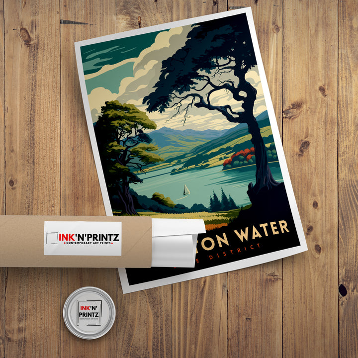 Coniston Water Lake District Travel Poster Coniston Water Wall Decor Coniston Water Home Living Decor Coniston Water Illustration Travel