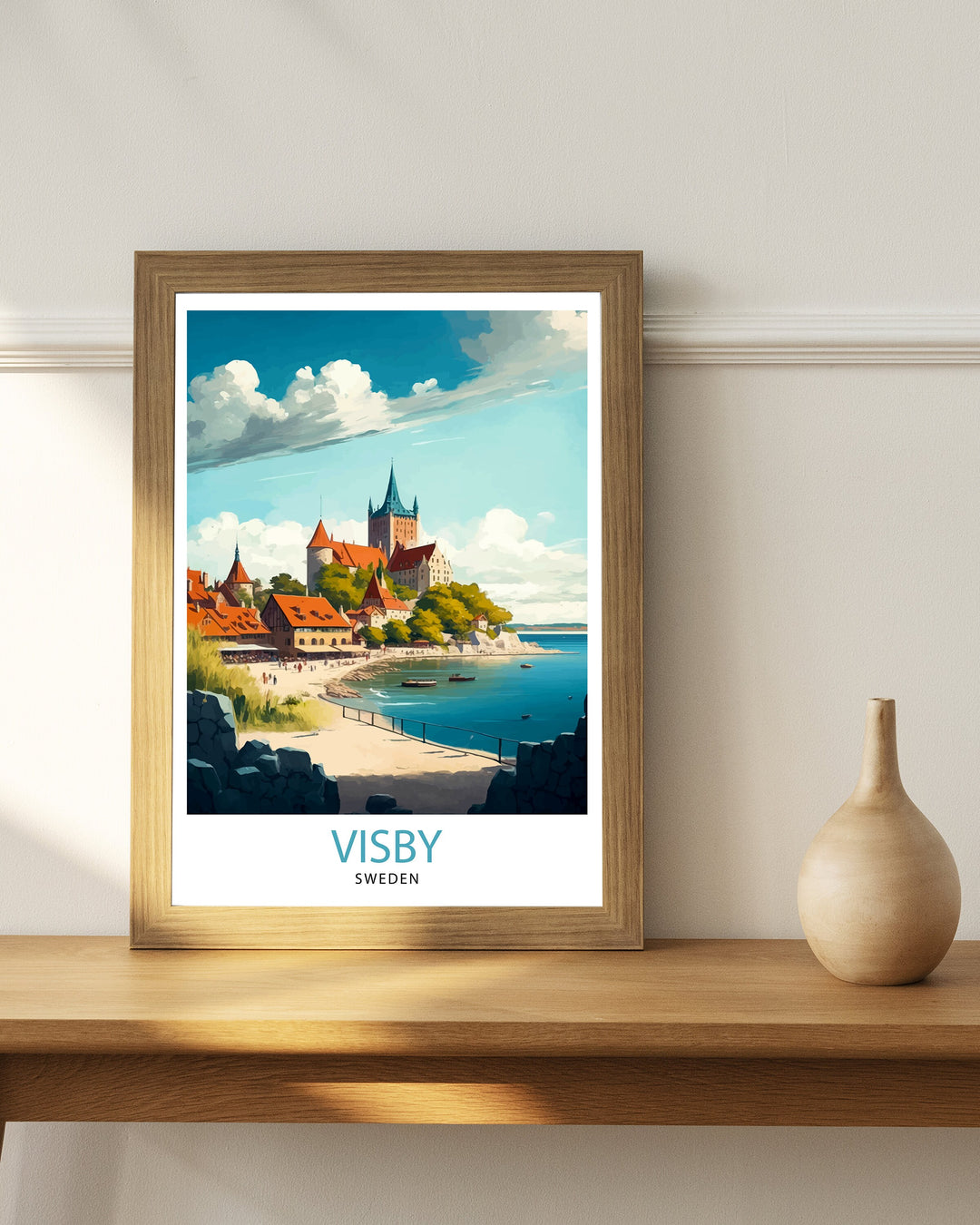 Visby Sweden Travel Poster Visby Wall Art Visby Home Decor Visby Cityscape Illustration Visby Poster Visby Travel Souvenir Sweden Travel