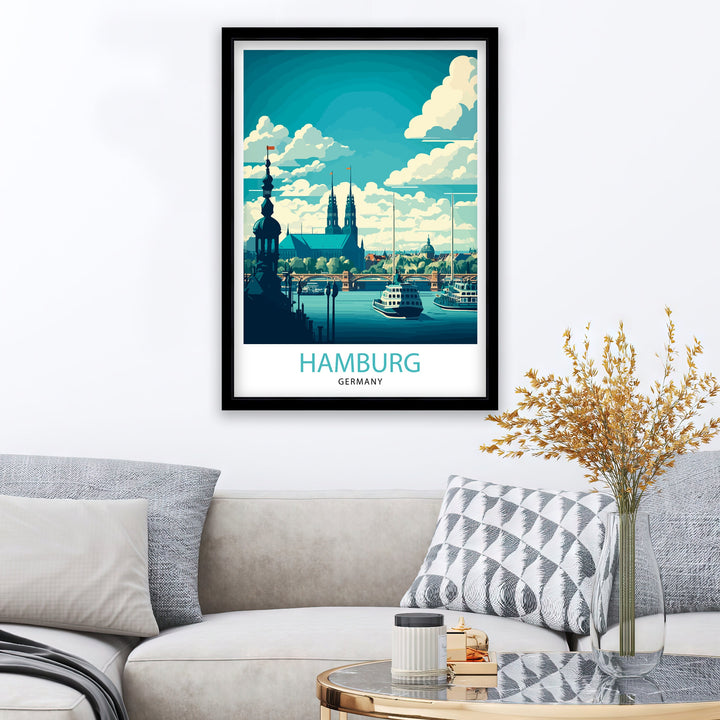 Hamburg Germany Travel Poster Hamburg Wall Art Germany Travel Poster Hamburg Illustration Hamburg Gift Hamburg Home Decor