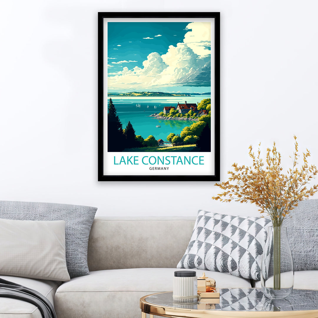 Lake Constance Travel Poster Lake Constance Wall Art Lake Constance Decor Lake Constance Poster Lake Constance Illustration Germany Travel