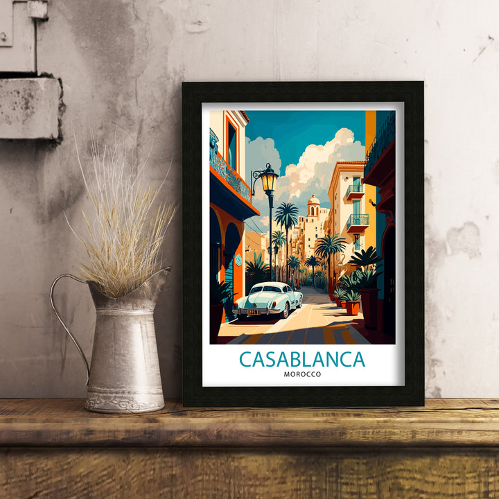 Casablanca Morocco Travel Poster Casablanca Wall Art Morocco Travel Poster Casablanca Illustration Casablanca Home Decor Morocco Souvenir