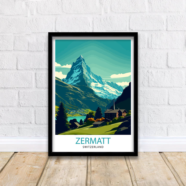 Zermatt Switzerland Travel Poster Zermatt Wall Art Zermatt Home Decor Zermatt Illustration Travel Poster Gift For Switzerland Switzerland