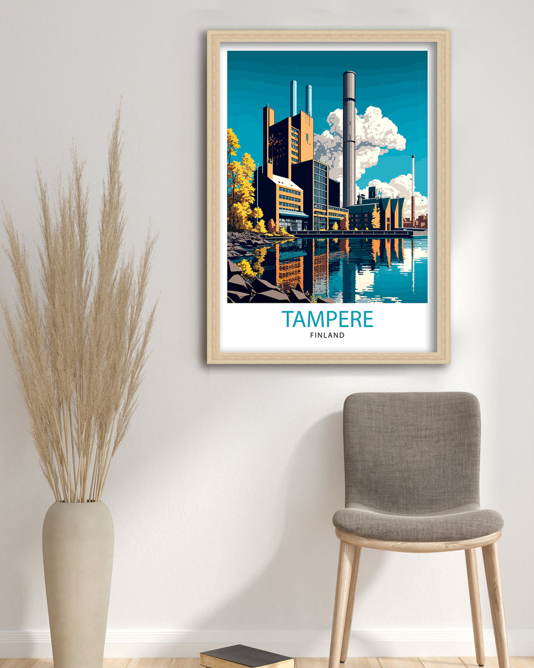 Tampere Finland Travel Poster Tampere Wall Art Tampere Home Decor Tampere Cityscape Illustration Tampere Souvenir Finland Travel Poster