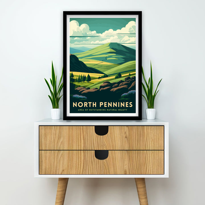 North Pennines Travel Poster North Pennines Wall Art North Pennines Illustration Travel Gift for England North Pennines Home Decor