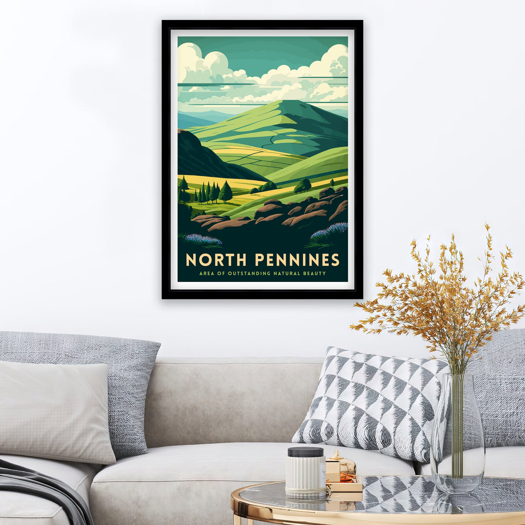 North Pennines Travel Poster North Pennines Wall Art North Pennines Illustration Travel Gift for England North Pennines Home Decor