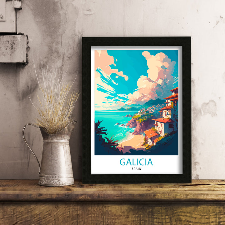 Galicia Spain Travel Poster Galicia Wall Art Galicia Home Decor Galicia Spain Illustration Galicia Travel Poster Galicia Gift