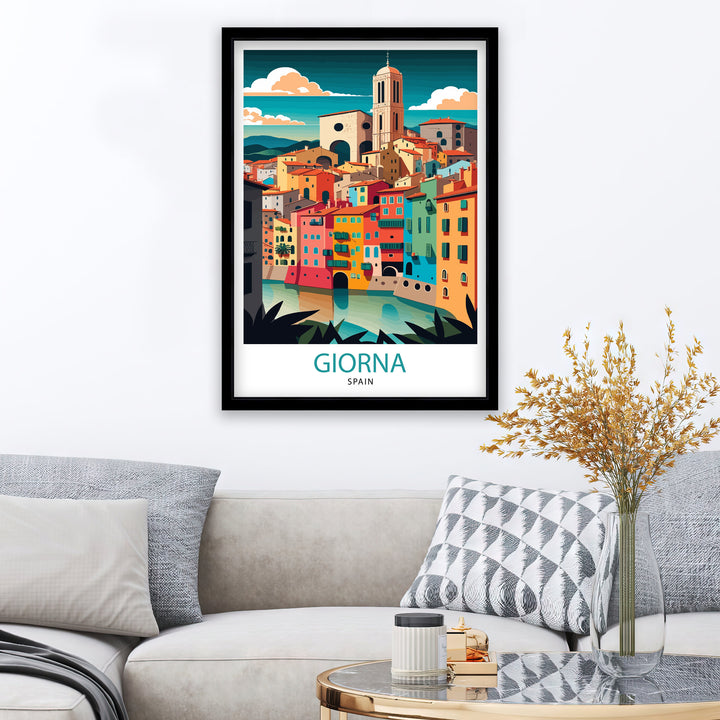 Girona Spain Travel Poster Girona Wall Decor Girona Illustration Travel Poster Gift For Spain Lovers Girona Home Decor