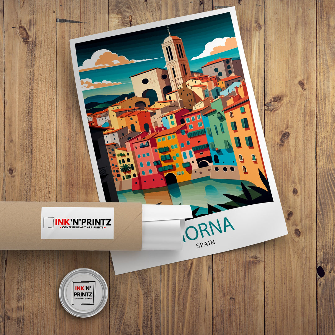 Girona Spain Travel Poster Girona Wall Decor Girona Illustration Travel Poster Gift For Spain Lovers Girona Home Decor