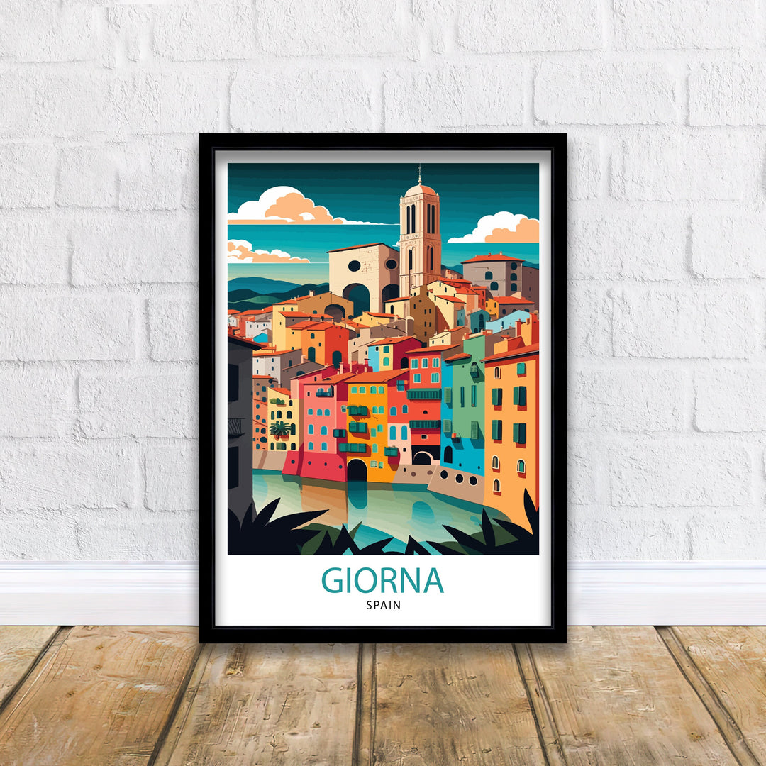 Girona Spain Travel Poster Girona Wall Decor Girona Illustration Travel Poster Gift For Spain Lovers Girona Home Decor