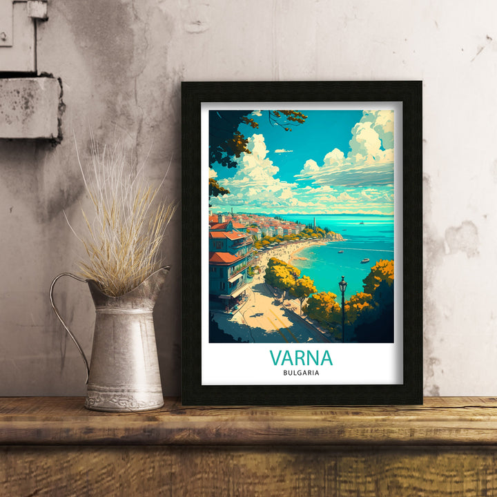 Varna Bulgaria Travel Poster, Varna Wall Art, Varna Home Decor, Varna Illustration, Bulgaria Travel Poster, Gift For Bulgaria Home Decor