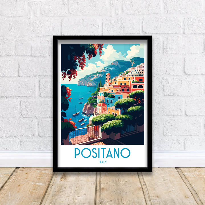 Positano Italy Travel Poster Positano Wall Decor Positano Poster Italy Travel Posters Positano Art Poster Positano Italy Illustration