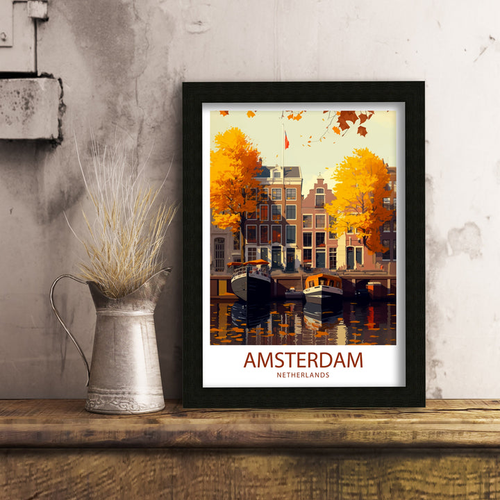 Amsterdam Travel Poster Amsterdam Wall Art Amsterdam Home Decor Amsterdam Illustration Travel Poster Netherlands Poster Gift for Amsterdam