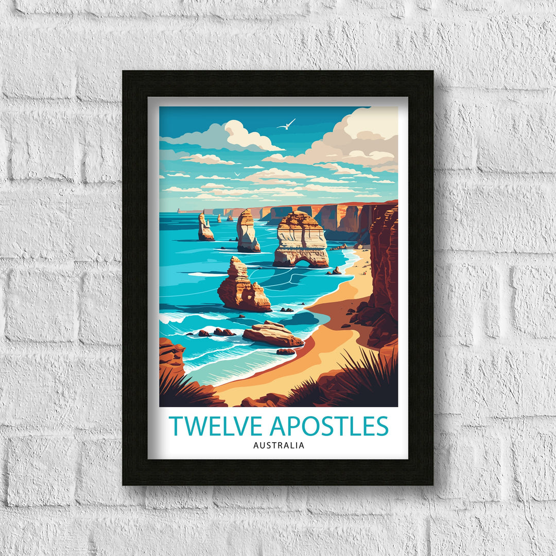 Twelve Apostles Australia Travel Poster Wall Decor, Home Living Decor Illustration Travel Poster Gift For Australia Home Decor