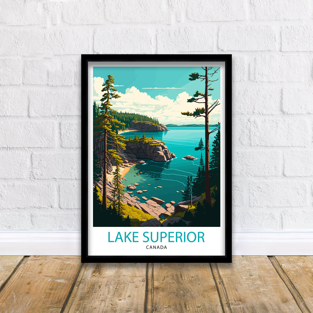 Lake Superior Canada Travel Poster Lake Superior Wall Art Canada Travel Poster Lake Superior Home Decor Lake Superior Illustration Gift