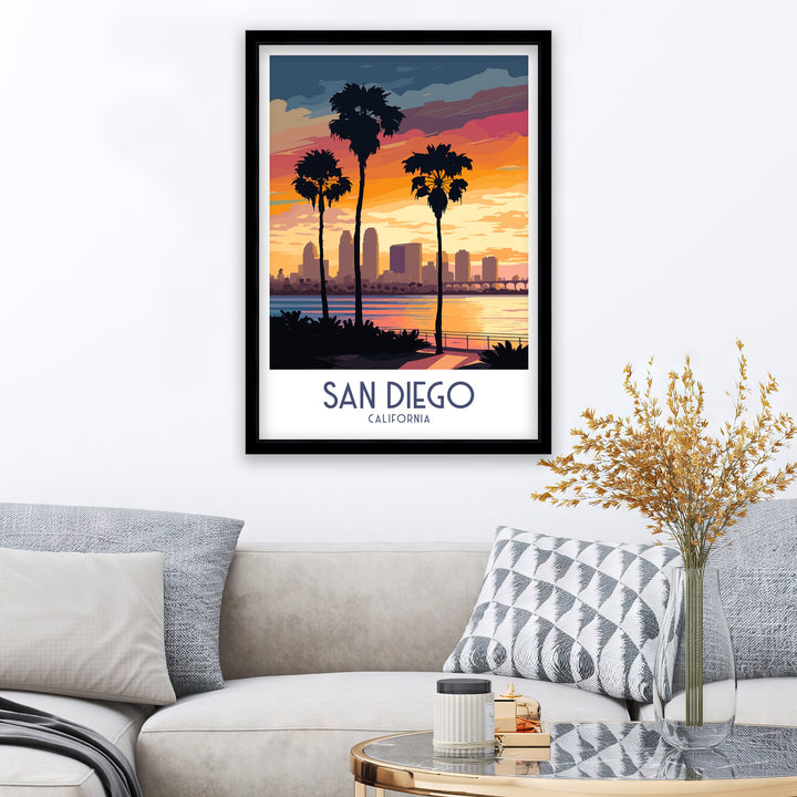 San Diego Travel Poster San Diego Wall Art California Illustration San Diego Travel Poster San Diego Home Decor San Diego Gift