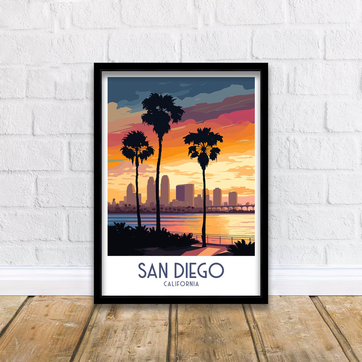 San Diego Travel Poster San Diego Wall Art California Illustration San Diego Travel Poster San Diego Home Decor San Diego Gift