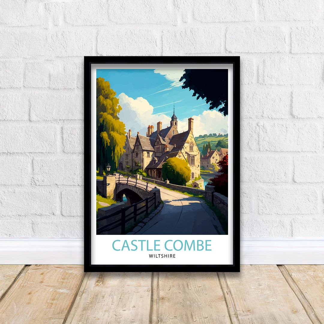 Castle Combe Wiltshire Travel Poster Castle Combe Wall Art Castle Combe Home Living Decor Castle Combe Illustration Travel Poster Castle