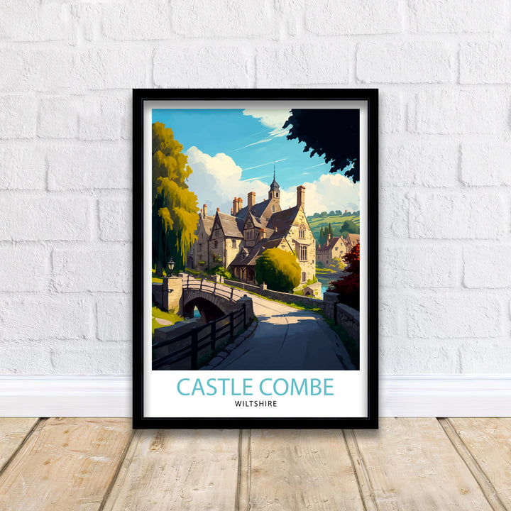 Castle Combe Wiltshire Travel Poster Castle Combe Wall Art Castle Combe Home Living Decor Castle Combe Illustration Travel Poster Castle