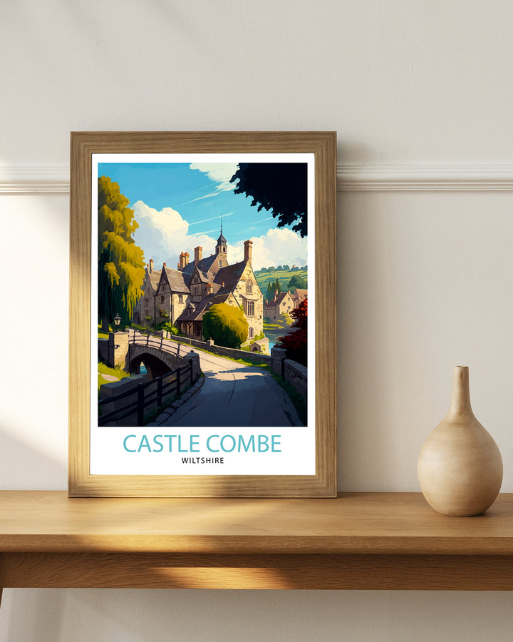 Castle Combe Wiltshire Travel Poster Castle Combe Wall Art Castle Combe Home Living Decor Castle Combe Illustration Travel Poster Castle