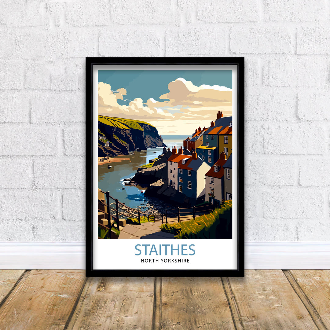 Staithes North Yorkshire Travel Poster Staithes Wall Art Staithes Illustration Travel Poster Staithes Home Decor
