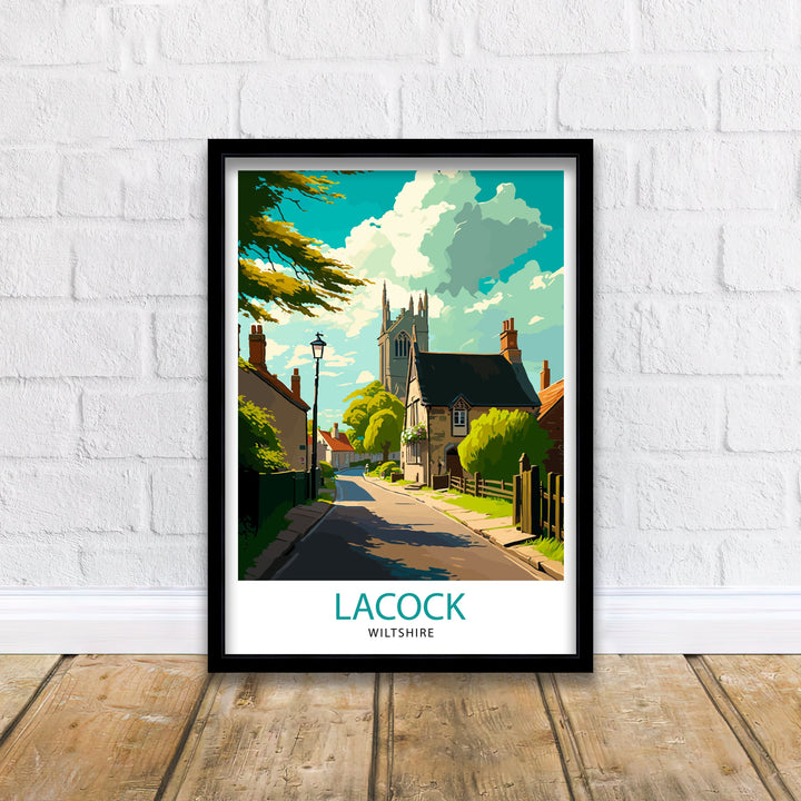 Laycock Wiltshire Travel Poster Laycock Abbey Wall Art England Countryside Illustration Travel Poster Gift For England Lovers UK Home Decor