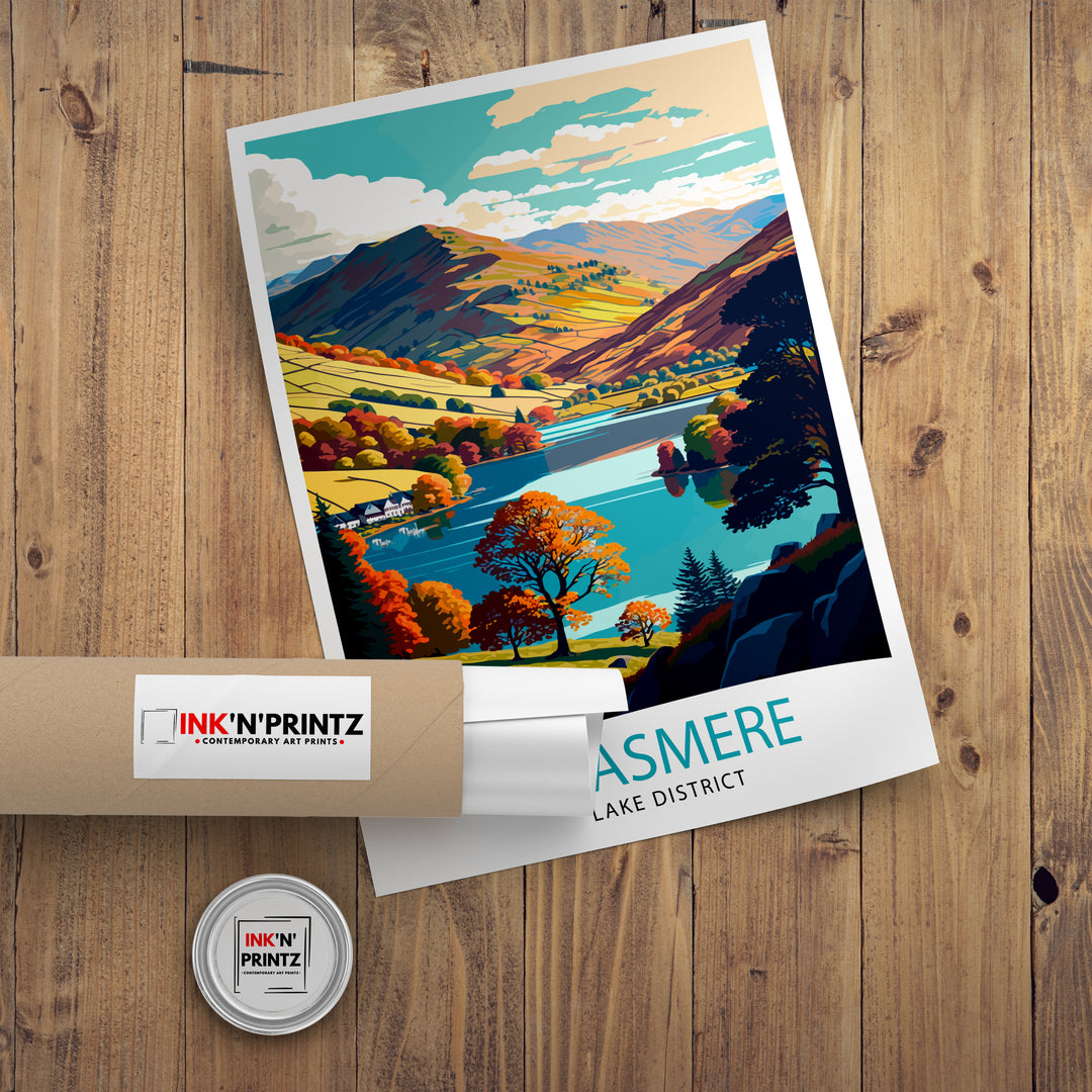 Grasmere Lake District Travel Poster Grasmere Wall Decor Grasmere Home Living Decor Grasmere Illustration Travel Poster Gift For Grasmere