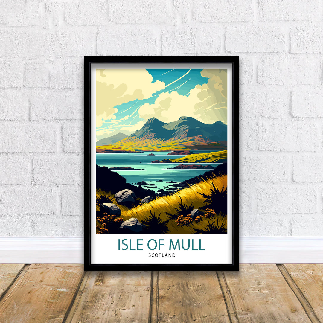 Isle of Mull Scotland Travel Poster Mull Wall Decor Mull Home Living Decor Scotland Illustration Travel Poster Gift for Mull Scotland Home