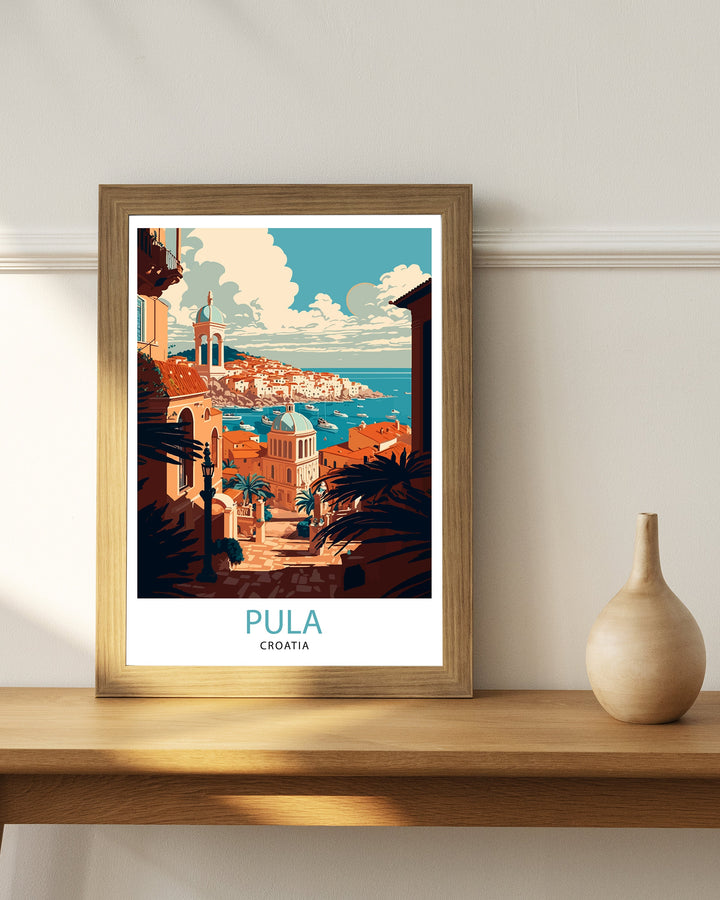 Pula Croatia Travel Poster Pula Wall Art Pula Poster Croatia Travel Posters Pula Art Poster Pula Illustration Pula Home Decor Croatia Poster