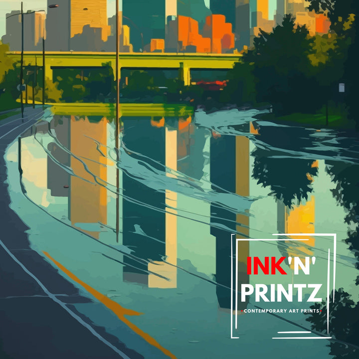 Houston Texas Travel Poster Houston Wall Art Houston Texas Poster Houston Skyline Illustration Houston Texas Gift Houston Decor