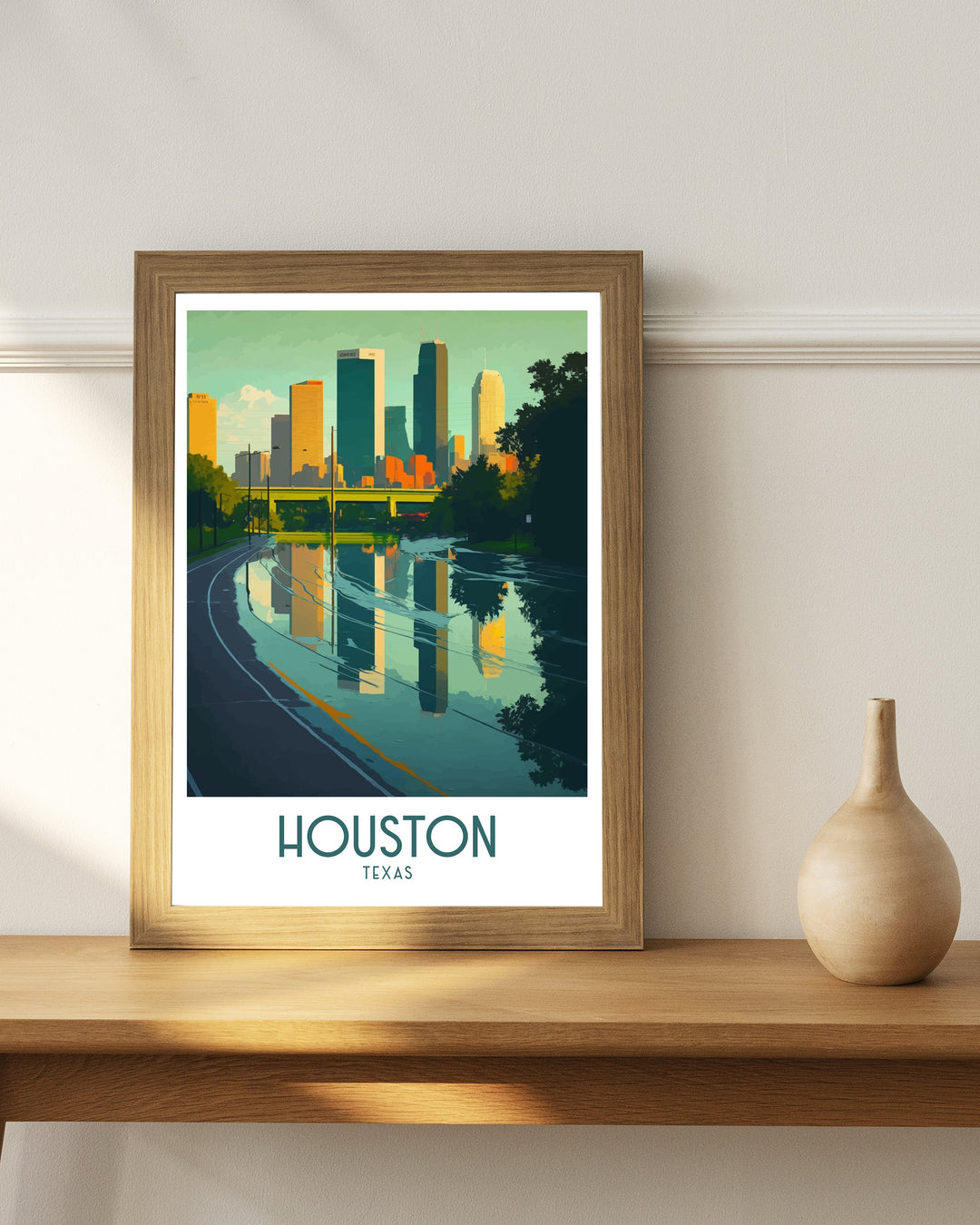 Houston Texas Travel Poster Houston Wall Art Houston Texas Poster Houston Skyline Illustration Houston Texas Gift Houston Decor