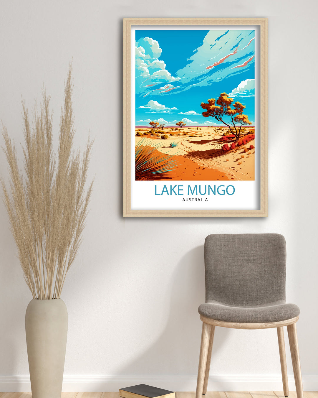 Lake Mungo Australia Travel Poster Lake Mungo Wall Art Australia Travel Poster Lake Mungo National Park Illustration Gift for Australia