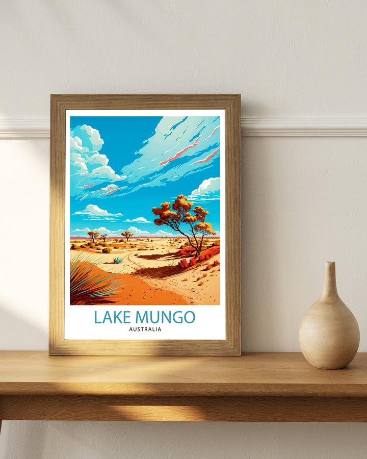 Lake Mungo Australia Travel Poster Lake Mungo Wall Art Australia Travel Poster Lake Mungo National Park Illustration Gift for Australia