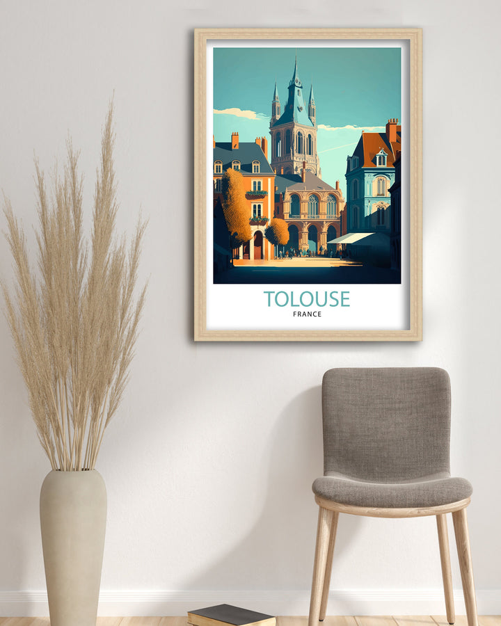 Toulouse France Travel Poster Toulouse Wall Art Toulouse Poster France Travel Posters Toulouse Art Poster Toulouse Illustration