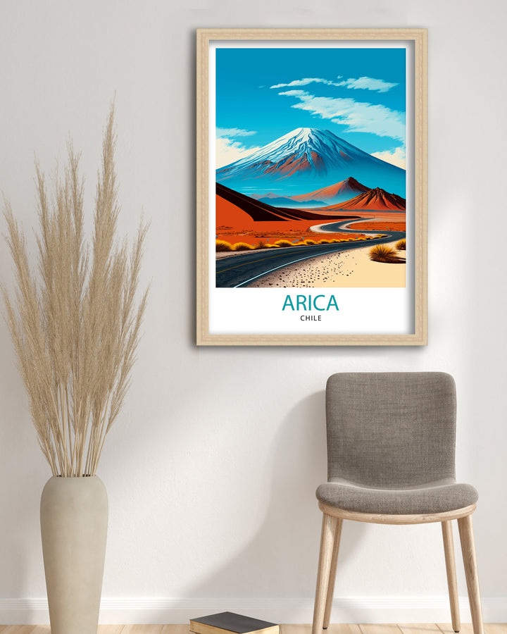 Arica Chile Travel Poster, Arica Wall Decor, Arica Home Living Decor, Chile Illustration Travel Poster, Gift for Arica Chile Home Decor