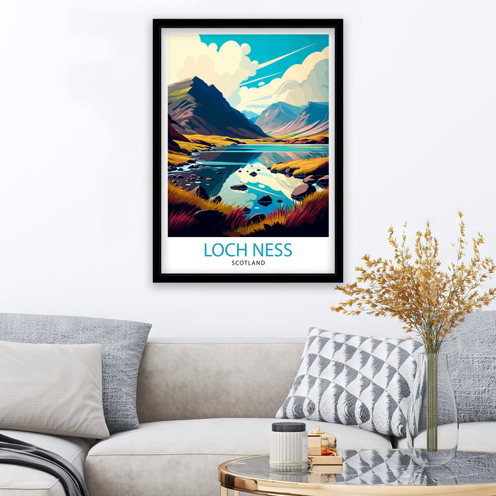 Loch Ness Travel Poster Scotland Wall Decor Loch Ness Home Living Decor Scotland Illustration Travel Poster Gift for Scotland Lovers Scotland