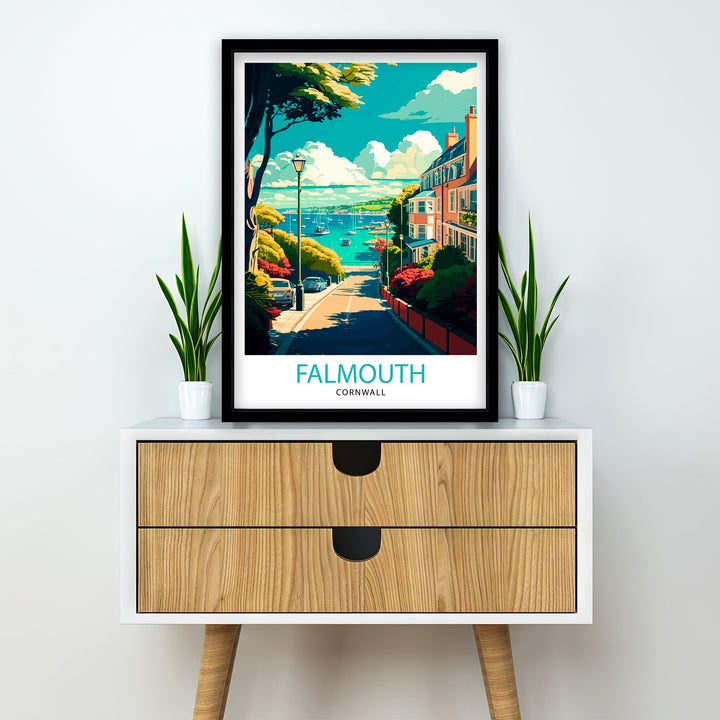 Falmouth Cornwall Travel Poster Falmouth Wall Art Falmouth Home Decor Falmouth Illustration Travel Poster Gift For Falmouth - Cornwall Home