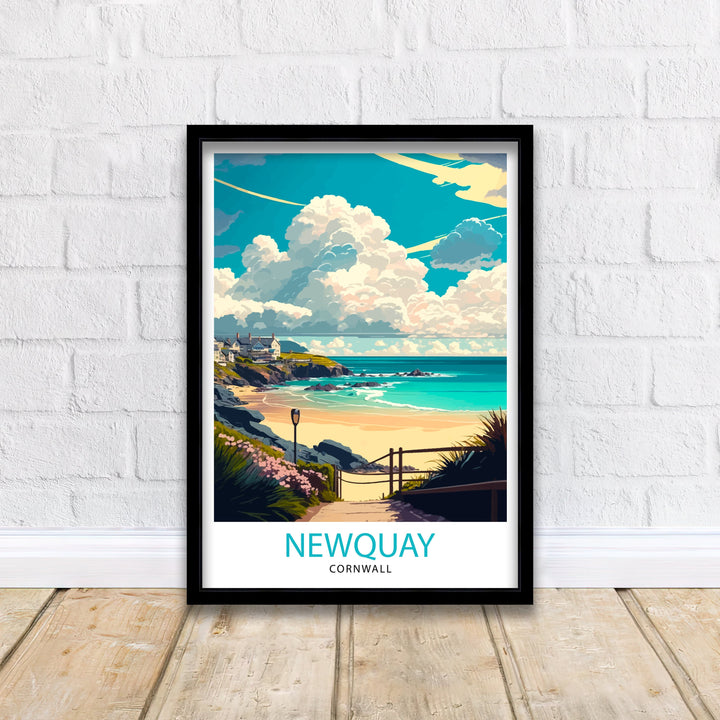 Newquay Cornwall Travel Poster Newquay Wall Art Newquay Home Decor Newquay Illustration Travel Poster Gift Cornwall Home Decor