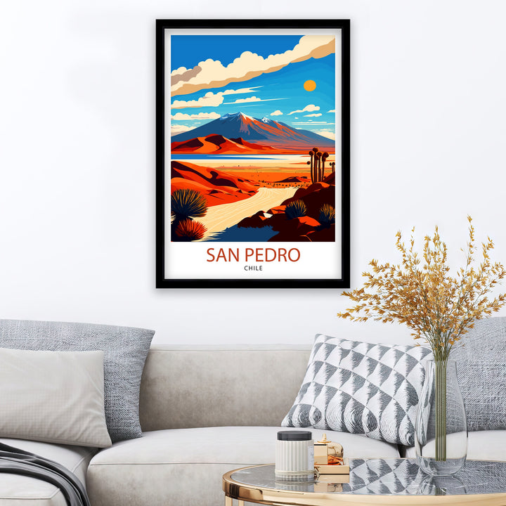 San Pedro Chile Travel Poster San Pedro Wall Art San Pedro Home Decor San Pedro Chile Illustration Travel Poster Chile Home Decor